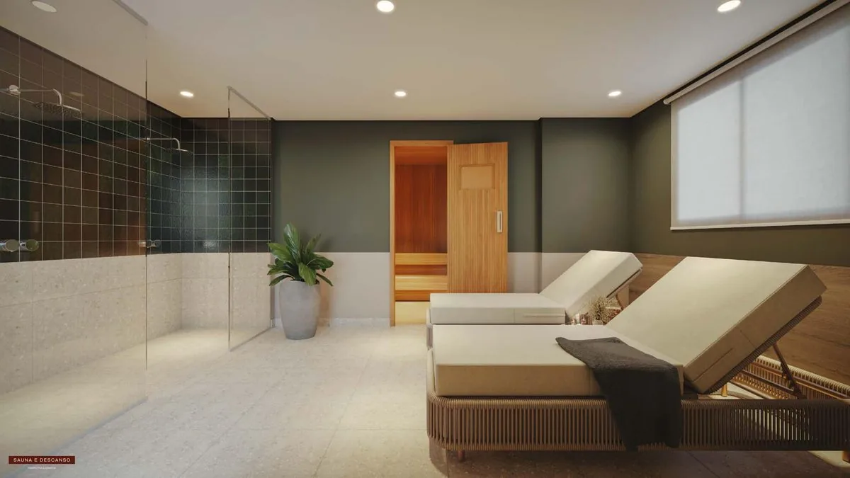Sauna e descanso – perspectiva ilustrada do WL Boa Vista
